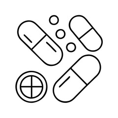 Vector art of pills and capsules pharmaceutical drugs, medication, and treatment for health medical concept