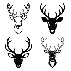 reindeer head vector icon set © Shilpy