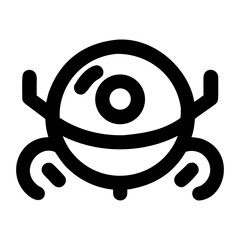 Obraz premium Minimalist line icon of a futuristic cyclops robot or alien drone, a simple vector graphic representing technology and science fiction concepts