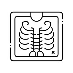 Vector art of radiography of chest, a diagnostic imaging technique using xrays to view the internal structures of the body