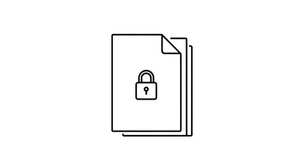 Outline illustration of stacked documents with a padlock symbol indicating secure access control ai generated