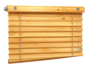 Classic Wooden Blinds with Metal Mechanism Isolated on Transparent Background