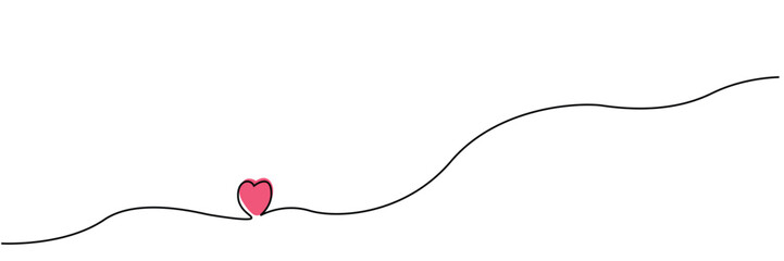 Minimalist continuous line with pink heart accent illustration