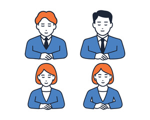 Fototapeta premium Polite Bowing Office Workers Vector Illustration