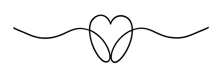 Minimalist continuous line heart divider illustration