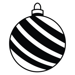 Flat Color Christmas Bauble Decorated With Stripes