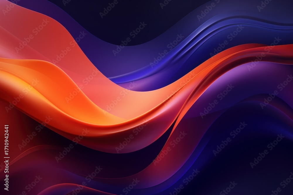 Poster Smooth, colorful waves creating a dynamic and vibrant abstract composition
