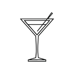 Sleek Martini Glass Minimalist Icon. This sophisticated beverage outline embodies stylish elegance, ideal for upscale themes or nightlife promotion. Its clean lines signify a chic, modern aesthetic.
