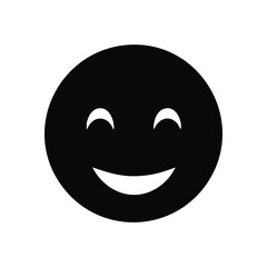 Fototapeta premium Happy Emoticon Expression. A minimalist white face on a dark backdrop, radiating joy and cheer. This graphic conveys delight, good mood, and positive well-being.