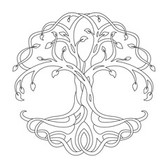 The Old Celtic Tree of Life Vector Illustration. Celtic Style Symbol.