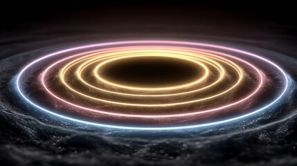 Fototapeta premium Abstract colorful circle pattern with neon glow high resolution image