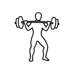 Athlete Performing Barbell Squat. An outline illustration of an individual engaged in power training, symbolizing health, determination, and fitness goals.