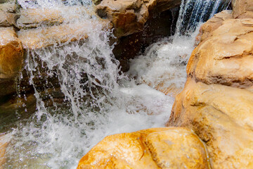An artificial reservoir.

Decorative waterfalls and ponds in a mud clinic in Nha Trang.