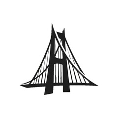 Minimalist Golden Gate Bridge Icon. This elegant monochrome rendering portrays a celebrated suspension span, symbolizing connection, progress, and engineering marvels. Ideal for modern designs.
