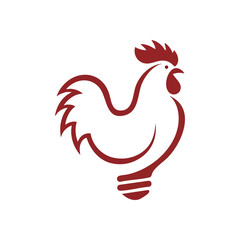 Creative Chicken Light Bulb Design. This unique graphic combines an elegant fowl with an illuminating lamp, representing smart thinking, fresh concepts, and inventive solutions.