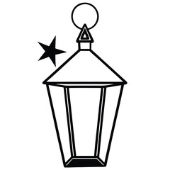 Flat Christmas Lantern Glowing With Star Cutouts