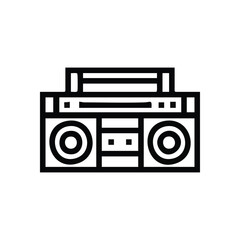 Retro Boombox Audio Player Icon. A classic stereo illustration representing 80s and 90s musical culture. Ideal for designs conveying nostalgia, sound, and entertainment vibes.
