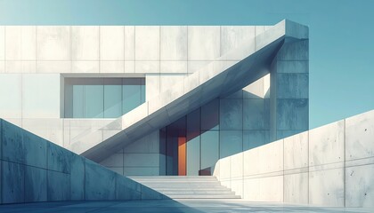 Modern building with stairs and geometric design outdoors