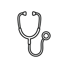 Physician's Listening Apparatus. Simple outline illustration of an essential clinical instrument. This emblem signifies wellness, caregivers, and patient support, embodying precise assessment.