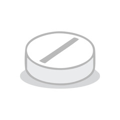 White Medicine Tablet Icon. Clean illustration of a therapeutic capsule. This depiction represents health, wellness, relief, and daily essential care for recovery.