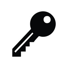 Modern Black Key Symbol. A sleek graphic representing entry, protection, and vital information. This silhouette embodies solutions, opportunities, and digital security concepts.