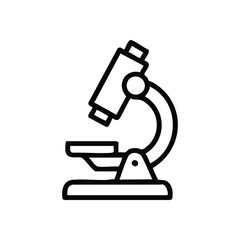 Scientific Lab Microscope Outline. Minimalist dark line drawing of an optical instrument. Symbolizing exploration, discovery, and learning within various academic and medical fields.