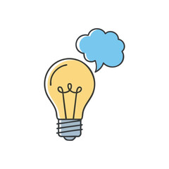 Brilliant Idea Thought Bubble Concept. This illustration symbolizes inspiration and cognitive processing. It portrays ingenuity, problem solving, and the formulation or sharing of novel insights.