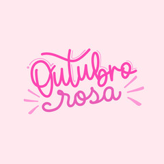 Outubro Rosa Escrita Lettering isolada português