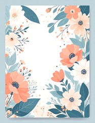 Floral border design with pastel flowers