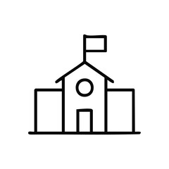 School Building Outline Icon. Clean linear illustration of an academic structure. Symbolizing growth, knowledge, and community, this graphic is perfect for modern design.