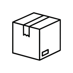 Package Delivery Box Icon. Minimalist lineal depiction for online shopping, goods dispatch, or receiving orders. Represents modern logistics and efficient distribution.