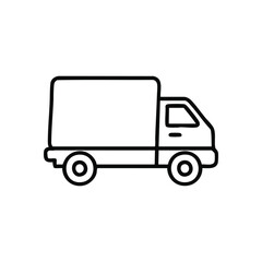 Fototapeta premium Delivery Truck Line Art Icon. Simple illustration of a transport lorry, useful for conveying rapid package transit. Evokes notions of global commerce, accessibility, and efficient shipping.