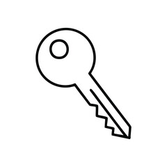 Minimalist Key Outline Symbol. This elegant pictogram signifies access and solutions. It represents opening doors, new chances, security, and private information.