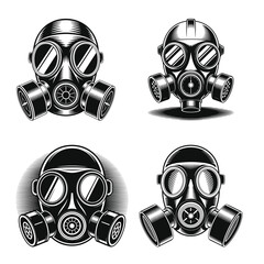 Medical respiratory mask icon isolated on a white background &mdash; full-face gas mask symbol.