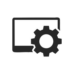 Digital Device Settings Icon. This minimalist graphic illustrates system configuration, operational adjustments, or technical support. Ideal for web interfaces or application options.