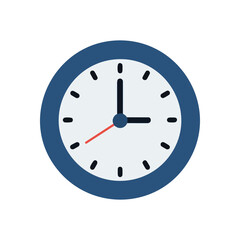 Simple Blue Clock Face. This clean circular timepiece with dark hands signifies planning, deadlines, and efficiency. Perfect for representing schedules or timely progression.