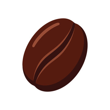 Single Coffee Bean Illustration. A lone dark roasted seed, signifying morning energy and comfort. This graphic artwork is perfect for beverage, food, and breakfast concepts.