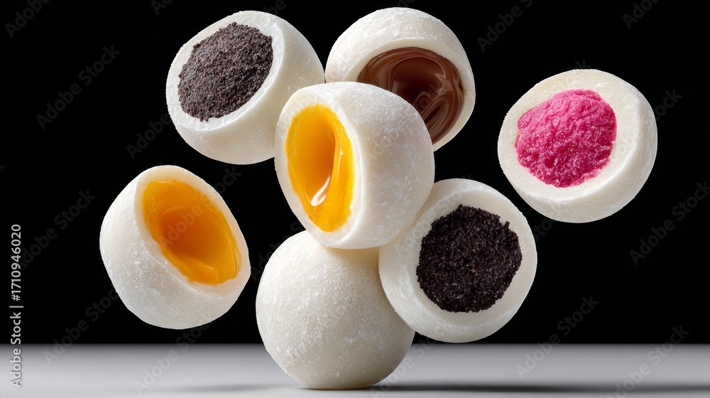 Poster a close up of a variety of different colored and flavored candies. the candies are piled on top of e