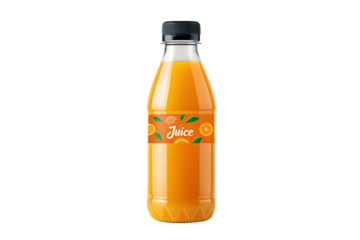 Refreshing orange juice in a clear bottle with vibrant label perfect for healthy lifestyle choice