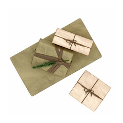 3d render Christmas decor gift boxes