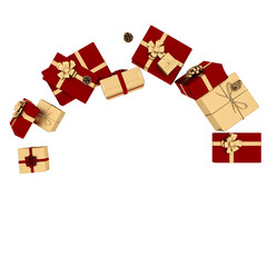 3d render Christmas decor gift boxes
