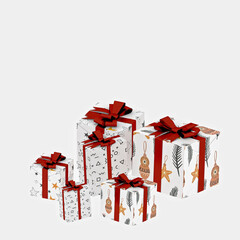 3d render Christmas decor gift boxes