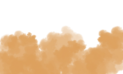 Fluffy orange clouds billow gently against a bright white backdrop creating a tranquil aesthetic