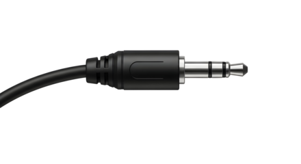 Black audio jack cable with 35mm stereo connector  
