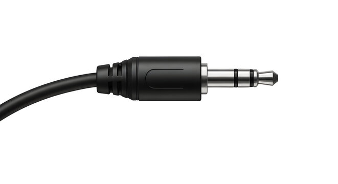 Black audio jack cable with 35mm stereo connector  

