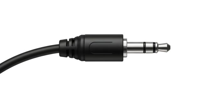 Black audio jack cable with 35mm stereo connector  
