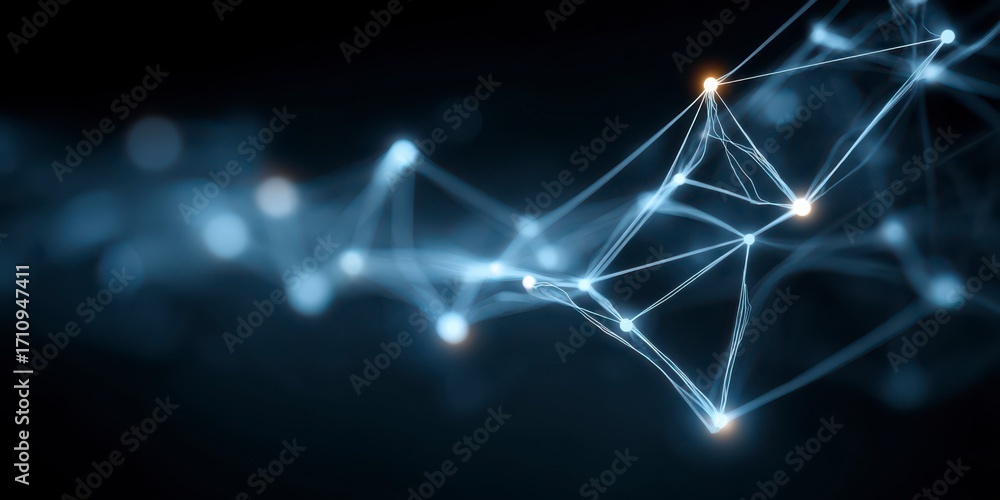 Poster network of connectivity: a close-up shot of a glowing network, showcasing the beauty of data visuali