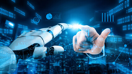 A visual representation of collaboration between human and robot, showcasing the intersection of...