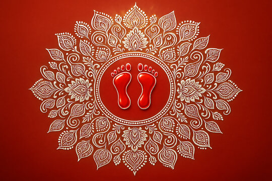 Sacred Charan Paduka Design for Traditional Diwali Welcome