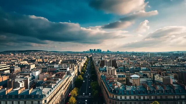 Aerial View of the City of Paris, Paris city skyline captured from a bird's eye perspective, AI Generated